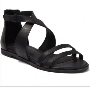 NWOT Eileen Fisher Cici Ankle Strap Black Sandals - Size 8